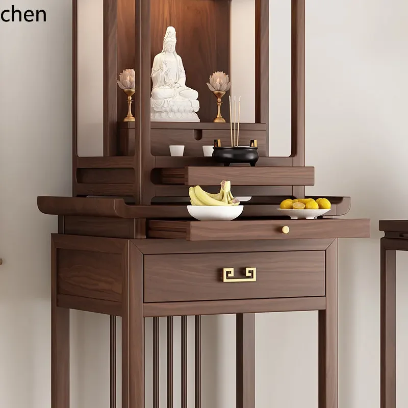 v1  walnut solid wood for home altar, fairy altar, incense case, standing cabinet, bodhisattva, god of wealth, guanyin shrine