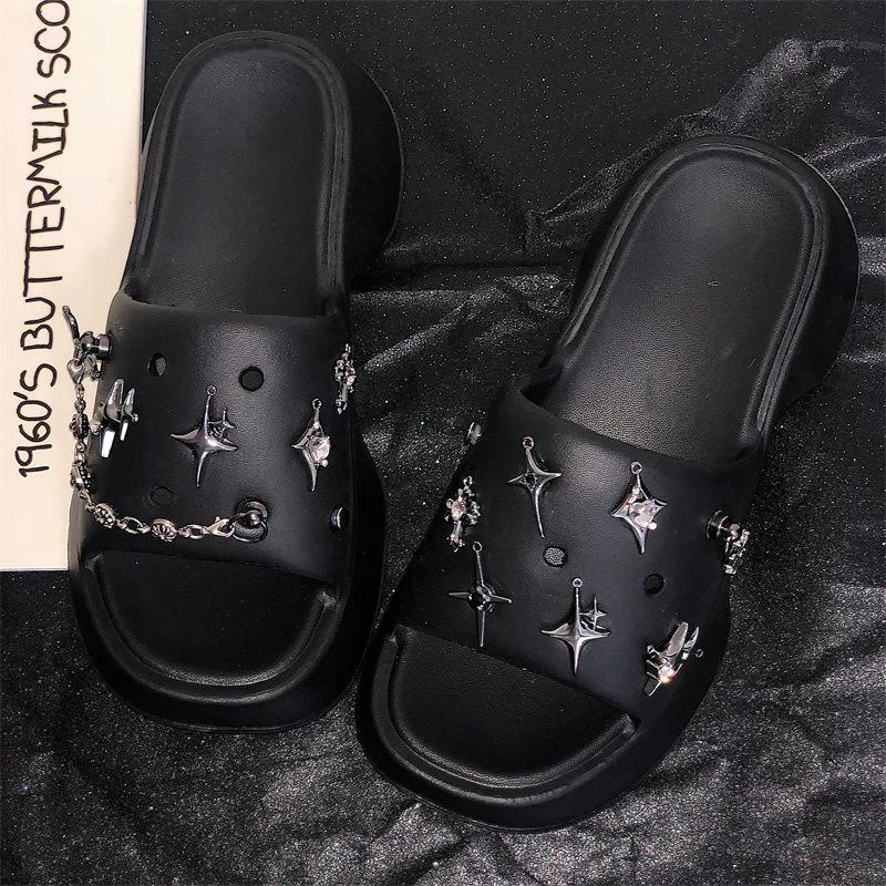 Summer Women Sandals Shoes Garden Shoes Punk Sandal Vacation Beach Personalized Design 4.5CM Platform Non-slip EVA Bottom Shoe