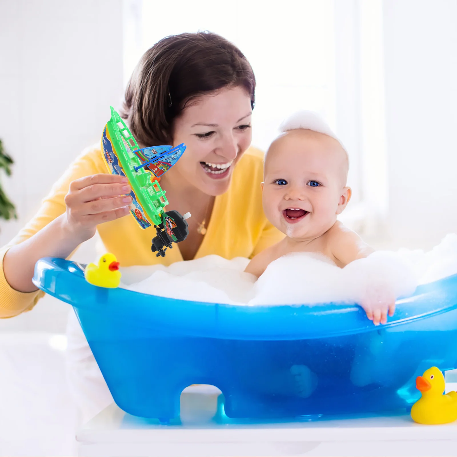 

3pcs Sailboat Bath Wind Up Floating Boat Play Swimming Pool Toddler Shower Plastic Wind-Up For Kids Hand-Eye Coordination