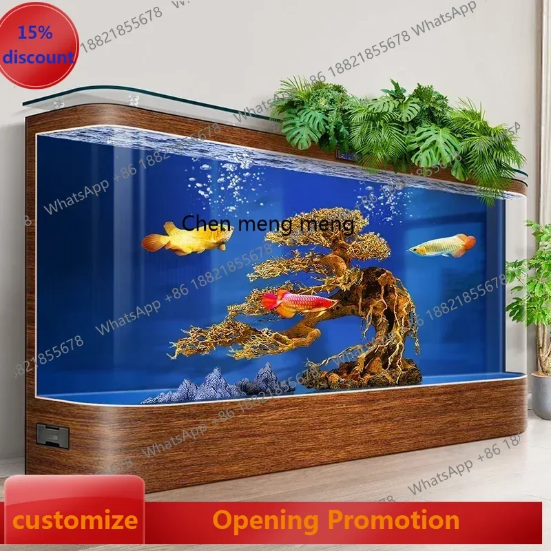 

smt7486 new Floor-to-ceiling ecological fish tank living room large water-free smart glass tank aquarium constant temperature ss