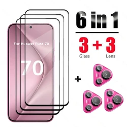 6 In 1 For Huawei Pura 70 Glass Tempered Glass Huawei Pura 70 Glass Full Cover Screen Protector Camera Film Huawei Pura 70 Glass