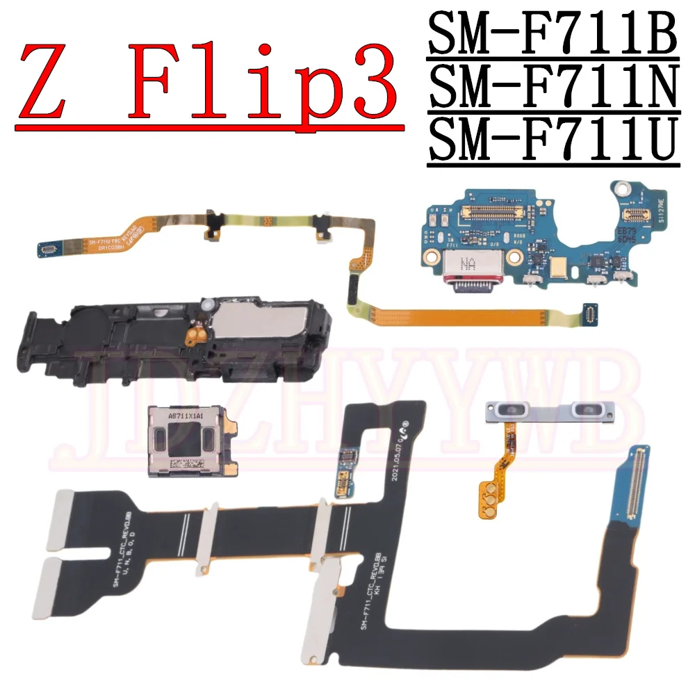 

Top Earpiece Loudspeaker Charging Port Board Signal Volume Spin Axis Mainboard Flex Cable For Samsung Galaxy Z Flip3 F711B/N/U