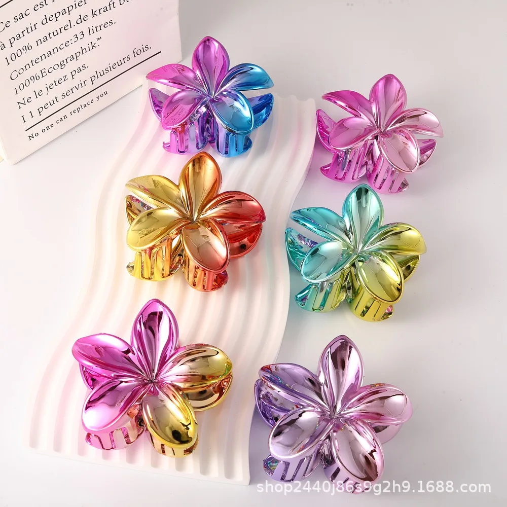 

Electroplated two-color plumeria large hair clip European and American fashion high sense hair clip headwear