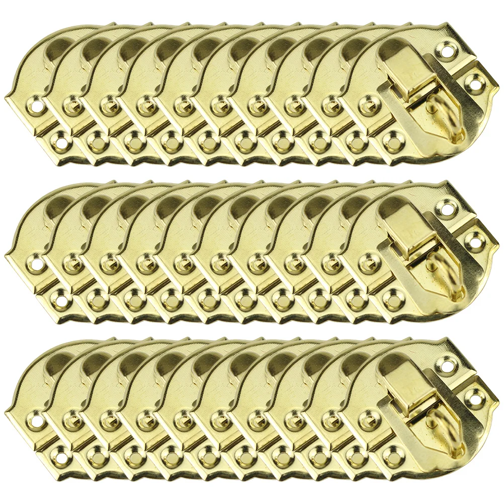 

30pcs Wooden Buckle Vintage Iron Latch Cabinet Decorative Hardware For Jewelry Boxes Trunks Cases Locks Toggle