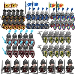 Middle Ages Knight Legion Tribal Warriors Army Flag Weaponry Ancient Military Figures Suits Building Blocks Childrens Toys