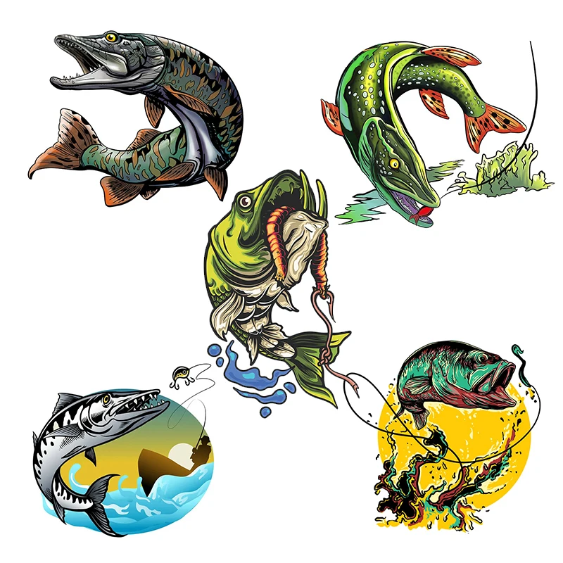M1106# For Fishing Fish Car Stickers VAN RV Decal Windshield Car Accessories Funny Surfboard Decals Decor