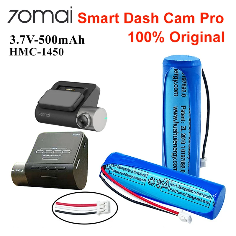 Оригинальный литий-ионный аккумулятор 3,7 в 500 мАч для 70mai Smart Dash Cam Pro A550 A550S A800 Midrive D02 HMC1450, сменный аккумулятор с 3 Проводами