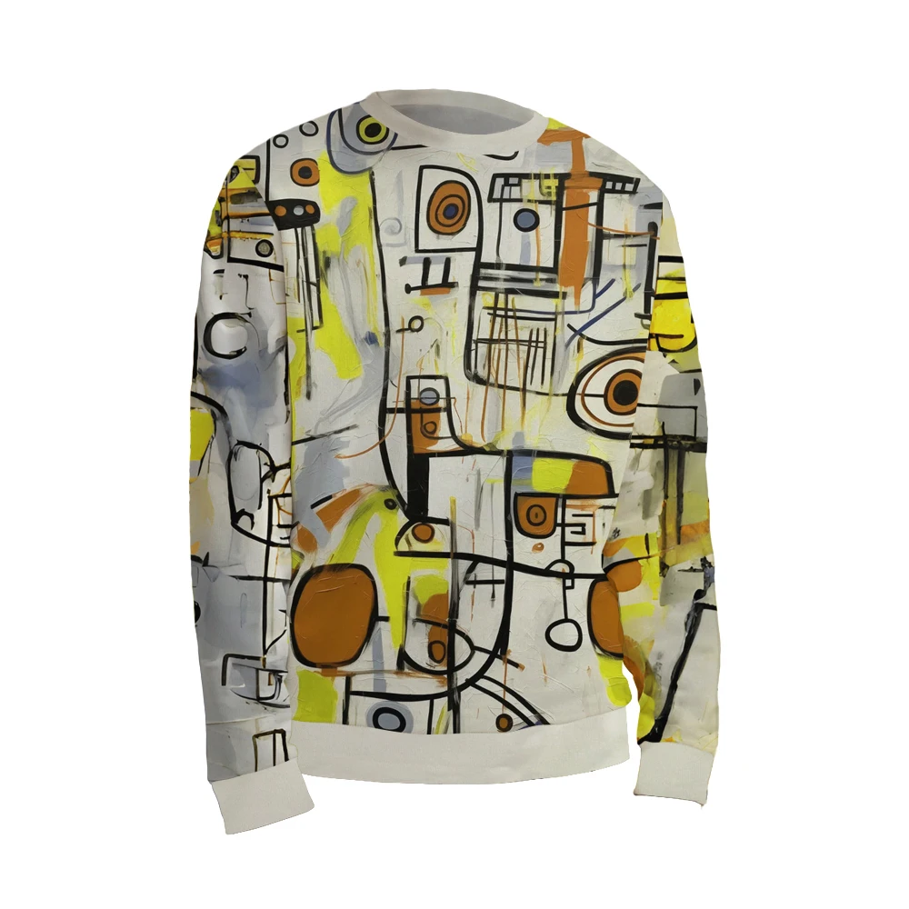 Graffiti Men's Street 3D Printed Pullover Sweatshirt Holiday Vacation Going out Sweatshirts Yellow Purple Crew Neck Print Hoodie