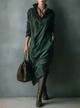 Suede New Dress Pocket Loose Long Casual Dress Solid Color Midi Relaxed Fit Dresses Female Clothing Autumn Winter Dresses 3 Suede New Dress Pocket Loose Long Casual Dress Solid Color Midi Relaxed Fit Dresses Female Clothing Autumn Winter Dresses 3