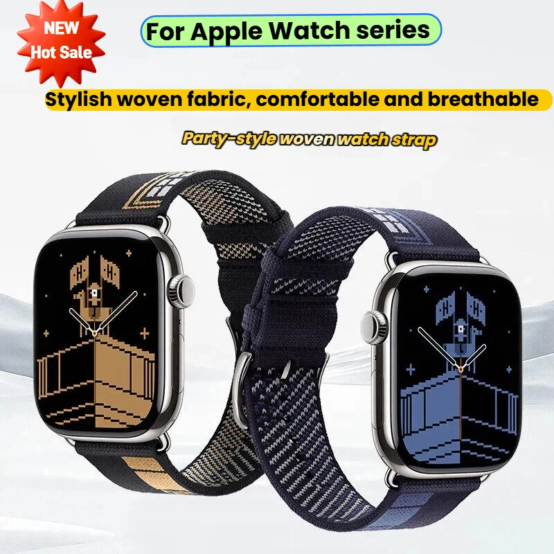 

Nylon Woven Strap for Apple watch band 45mm 44mm 40mm 41mm 46mm 49mm Faubourg Party bracelet iWatch series 11 10 9 8 se Ultra 2