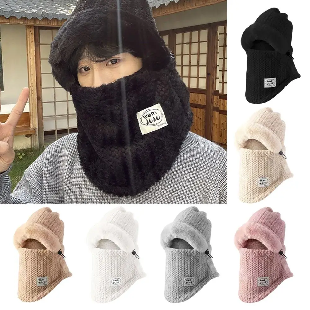 

Casual Plush Beanies Cap Windproof Neck Warmer Ear Protection Hat Keep Warm Thickened Hooded Face Mask Unisex