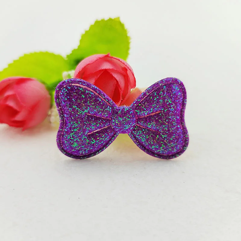 100 Stück Glitzer-Stoff-Schleifenapplikationen 4x2,5 cm für DIY-Nähprojekte, Kopfbedeckungen, Haarspangen, Schleifendekorationen, Aufnäher für Kleidung und Hüte – Detail 11