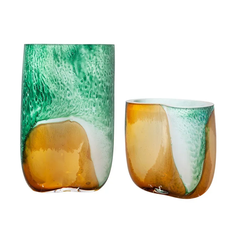 Three-color glaze, green ocean wind, fresh modern windshield vase