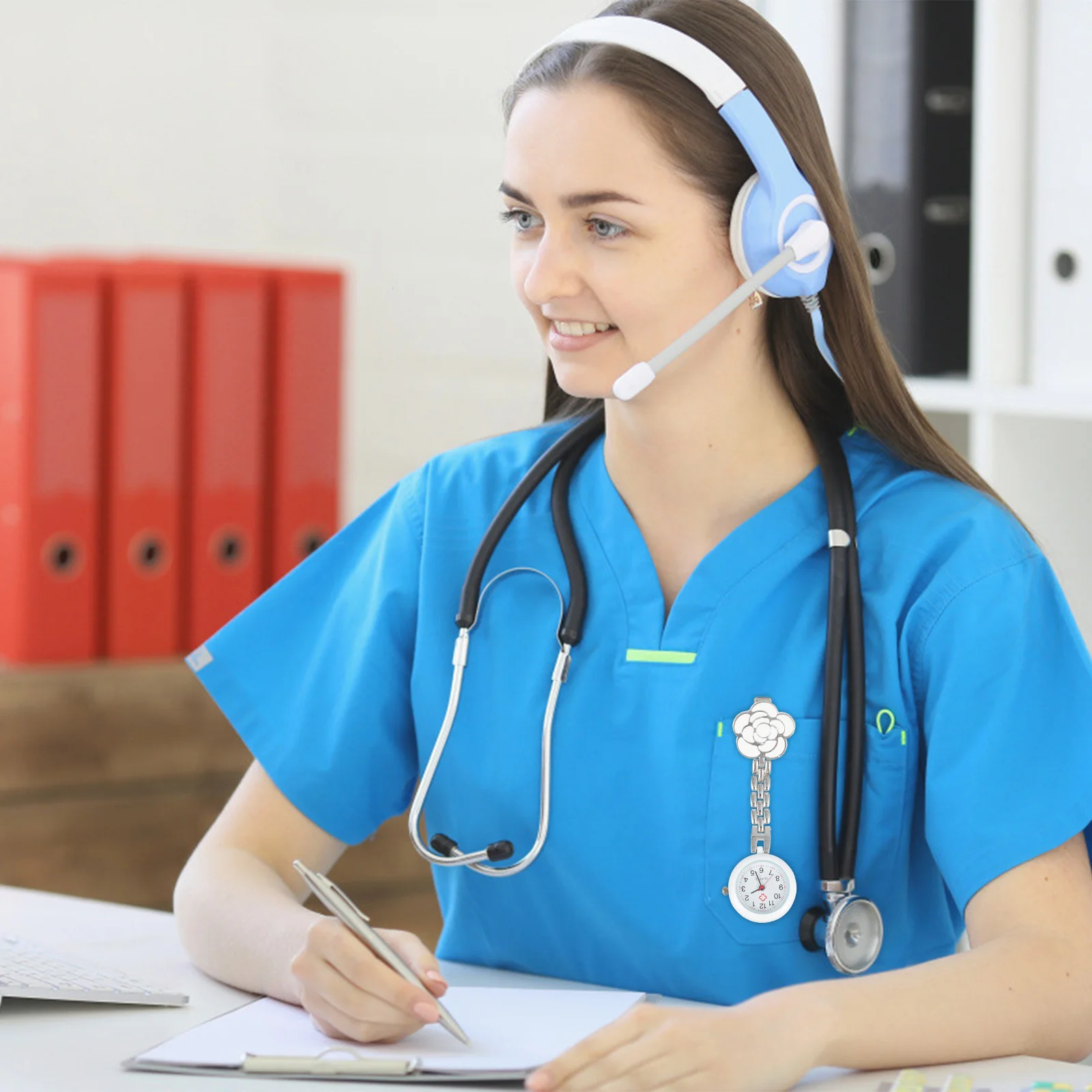 

Кварцевые карманные часы для медсестры с цветком для женщин, карманные часы для медсестры для девочек, студентов, медсестер, нагрудный зажим, часы, подвесные часы