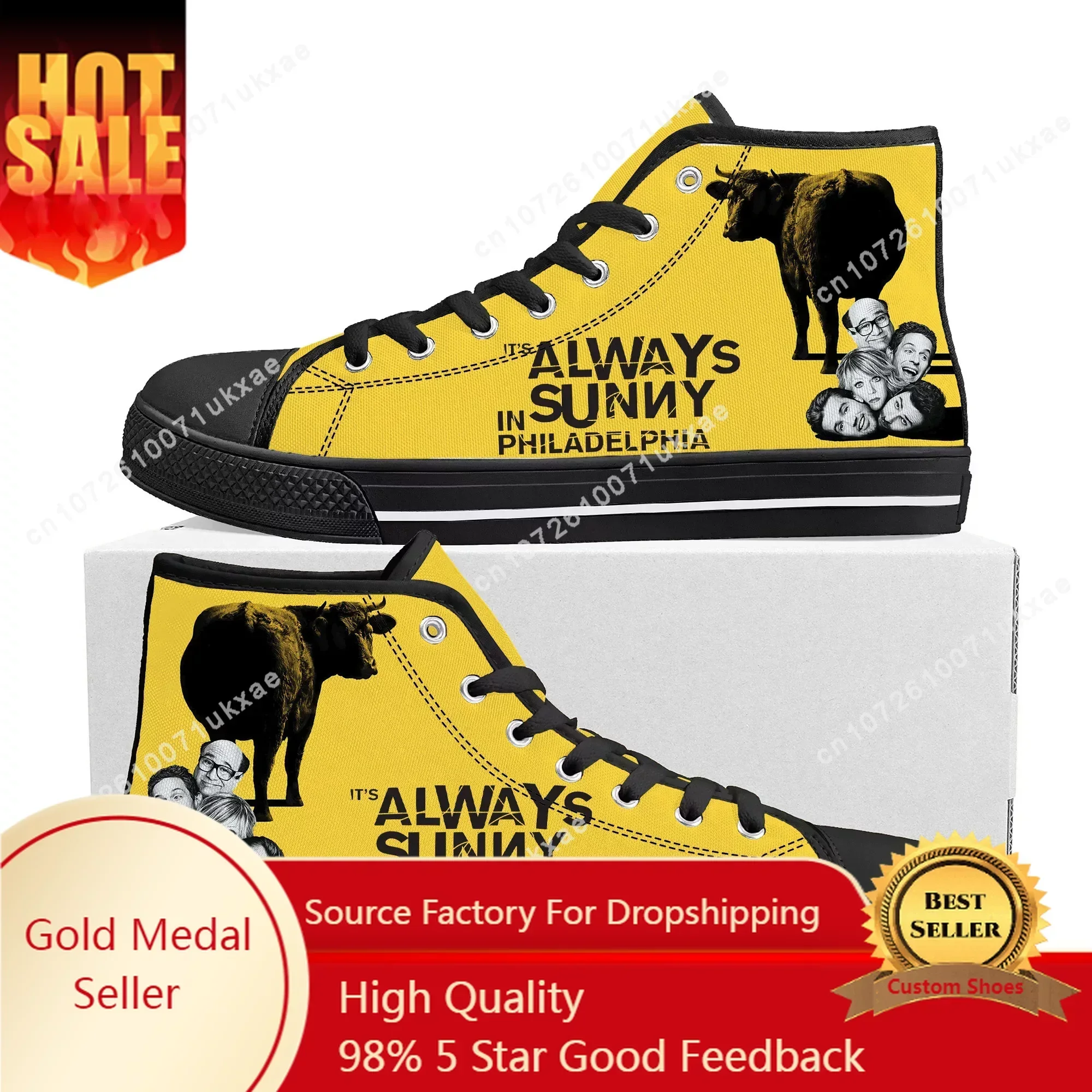 It's Always Sunny in Philadelphia High Top Sneakers Mens Womens Teenager Frank Reynolds Canvas Sneaker couple Shoe Custom Shoes