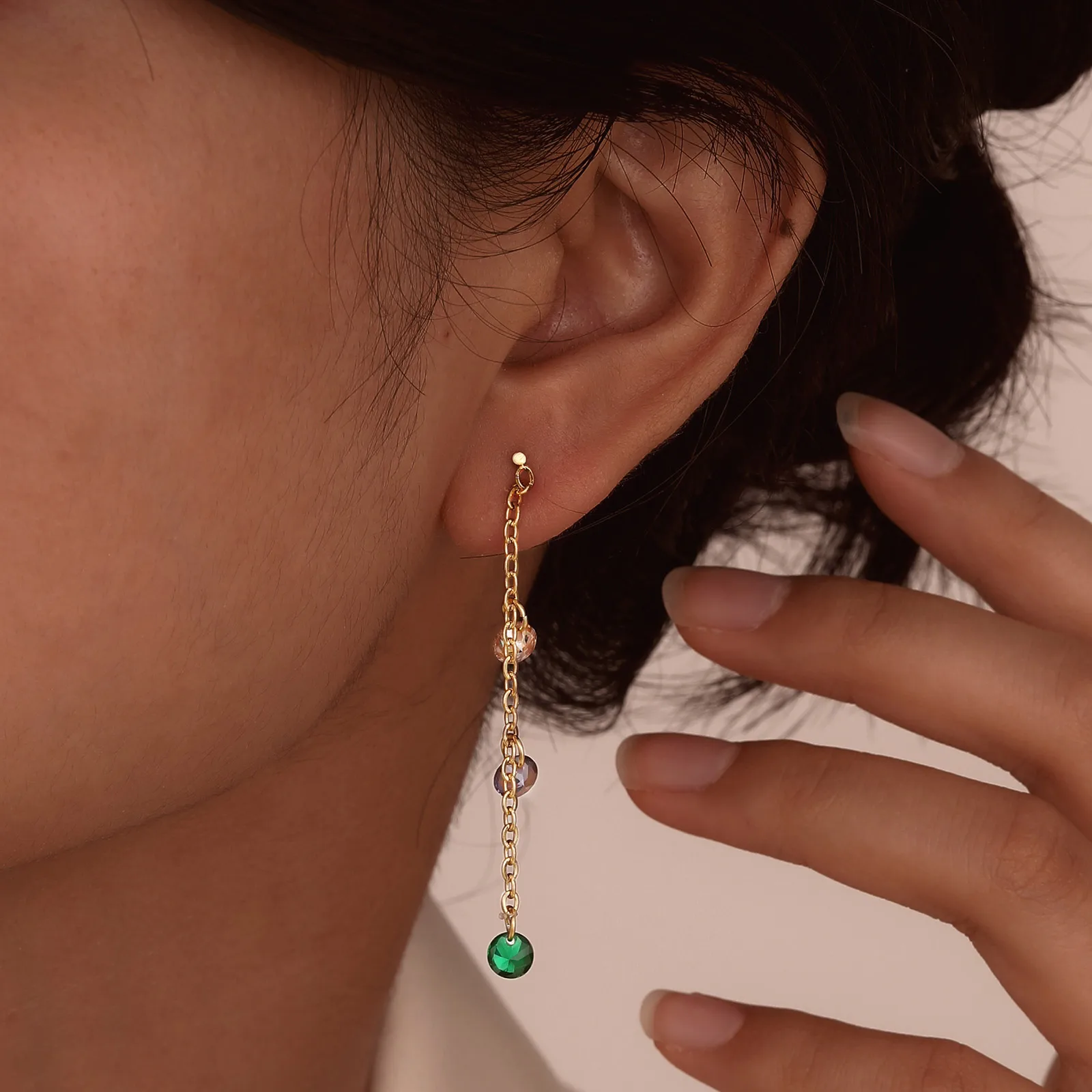 Женские серьги-кисточки из нержавеющей стали с цирконом, 6 цветов Женские серьги-кисточки из нержавеющей стали с цирконом, 6 цветов