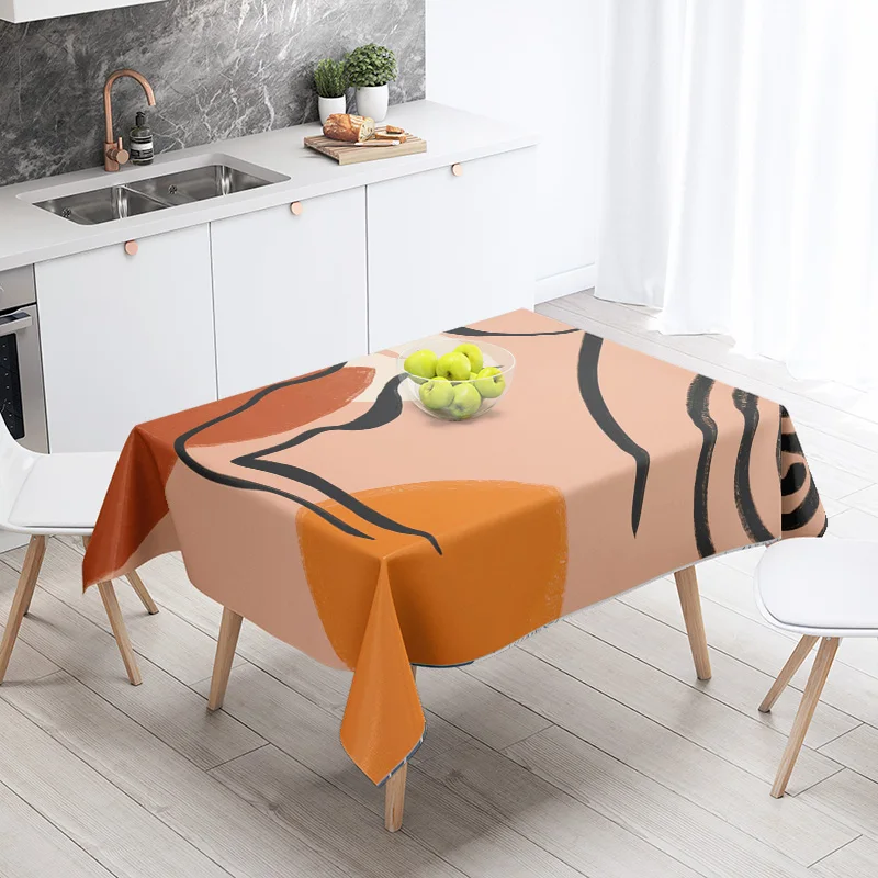Morandi color ins style tablecloth abstract line art design cafe Scandinavian style decorative rectangular tablecloths