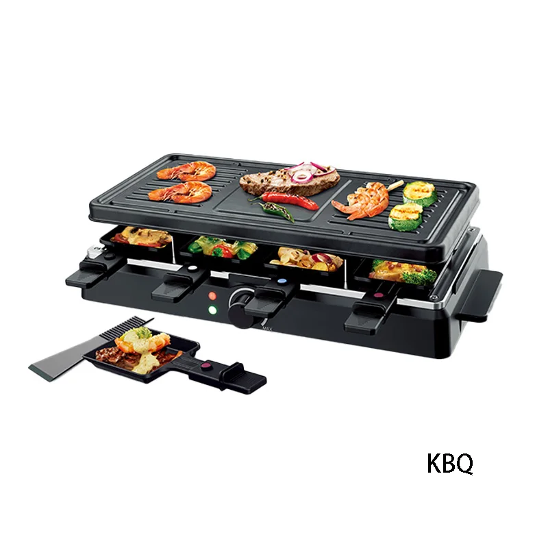 Portable Commercial Home Steak Chicken Barbecue Griddle Smokeless Indoor Electric Raclette BBQ Grill with Vertical Plate