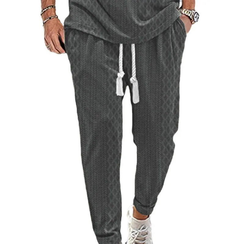 

Summer Loose Sports Feet Pants Jacquard Large Drawstring Casual Pants for Men