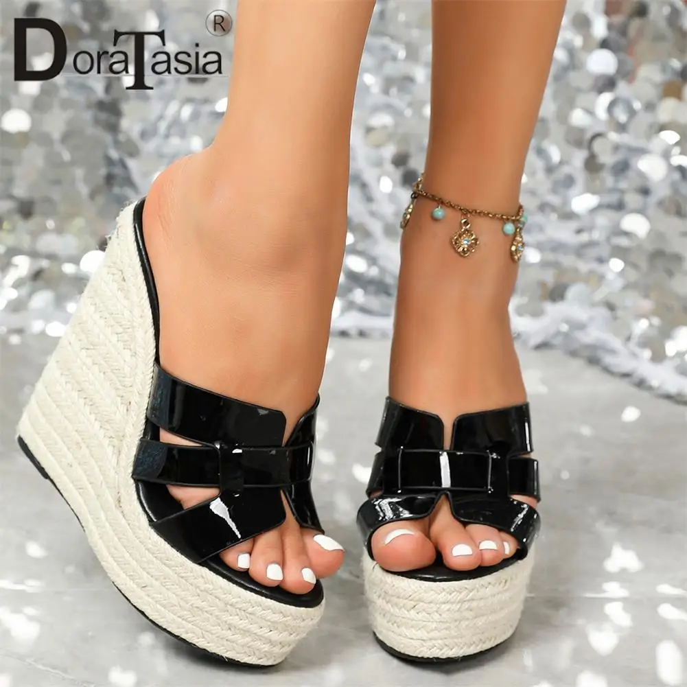 Big Size 43 Brand Design Female Platform Slides Fashion Solid Wedges High Heels Womens Slippers Party Sexy Nightclub Woman Shoes