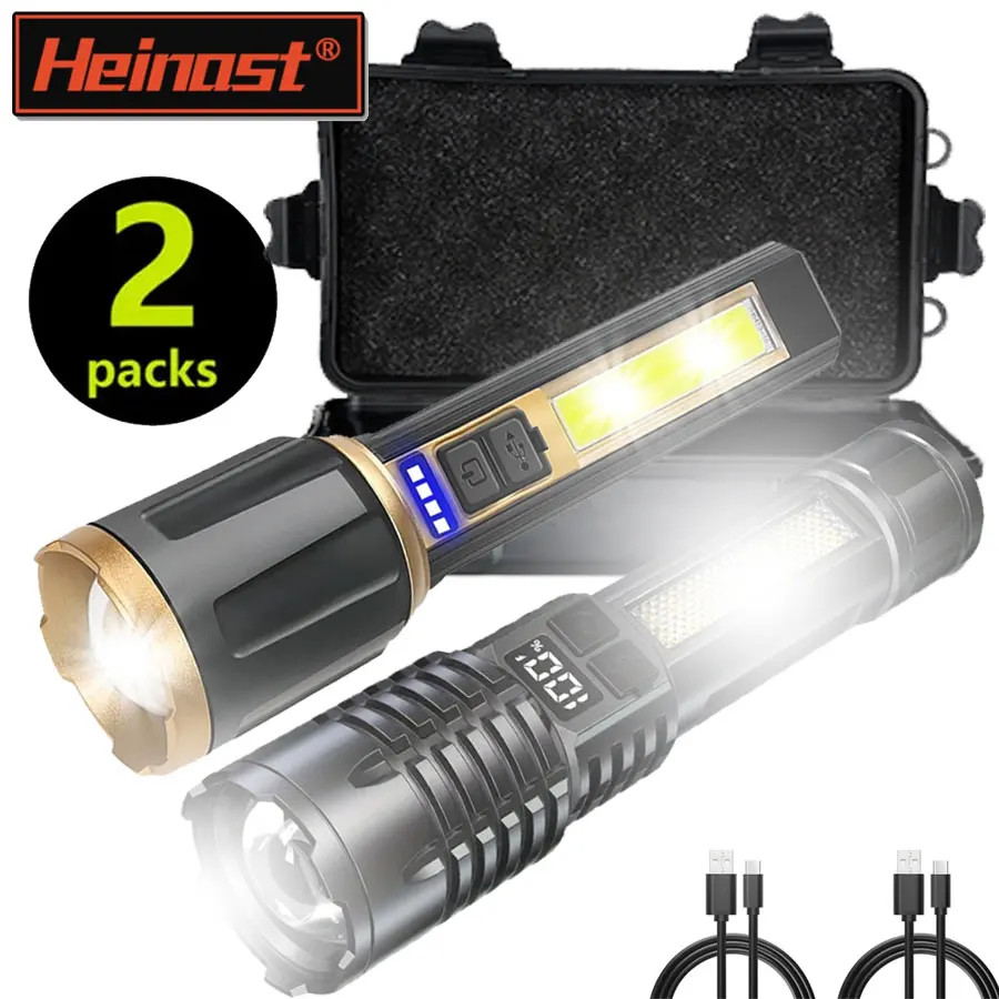 السوبر مشرق مصابيح كاشفة بلمبات LED USB قابلة للشحن تلسكوبي التكبير التكتيكية الشعلة المحمولة طويلة المدى التخييم الصيد فانوس