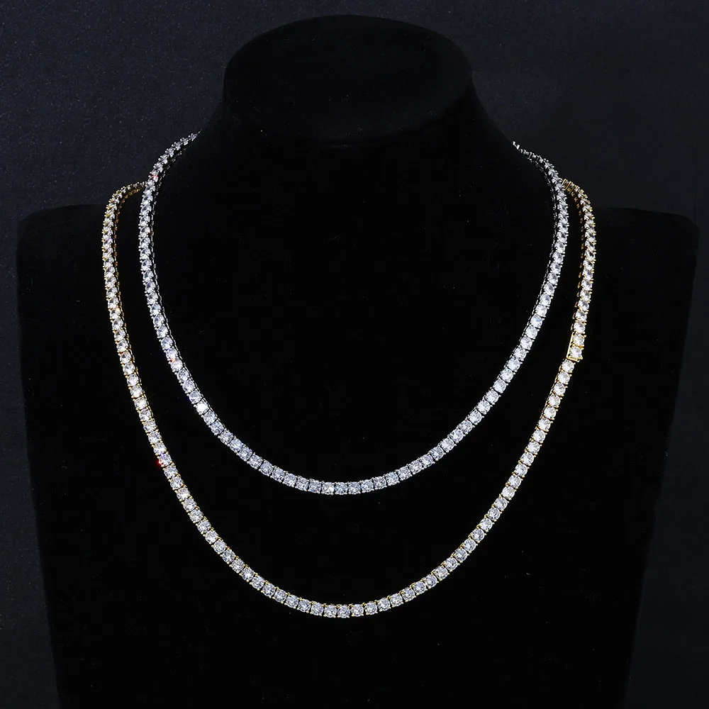 

HHIOK Hip Hop Inlaid 5A Zircon Spring Buckle Tennis Necklace Jewelry 3/4/5MM Width Optional Wholesale Dispatch on Behalf