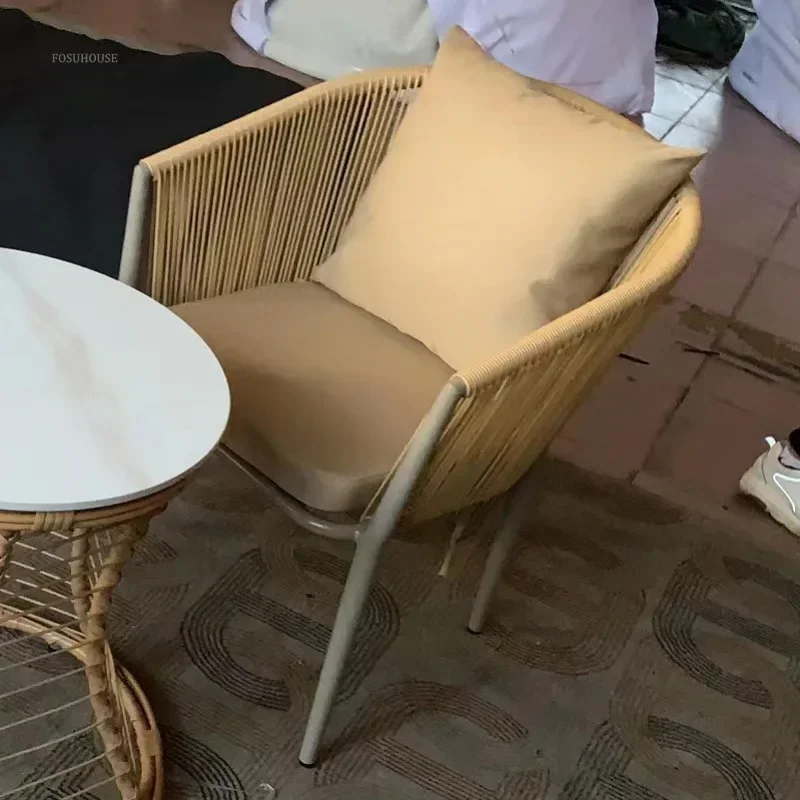 كراسي حديقة شرفة بسيطة في الهواء الطلق فناء PE كرسي من الخيزران حديقة كراسي الترفيه في الهواء الطلق طاولة وكرسي الإقامة المنزلية الإبداعية #6