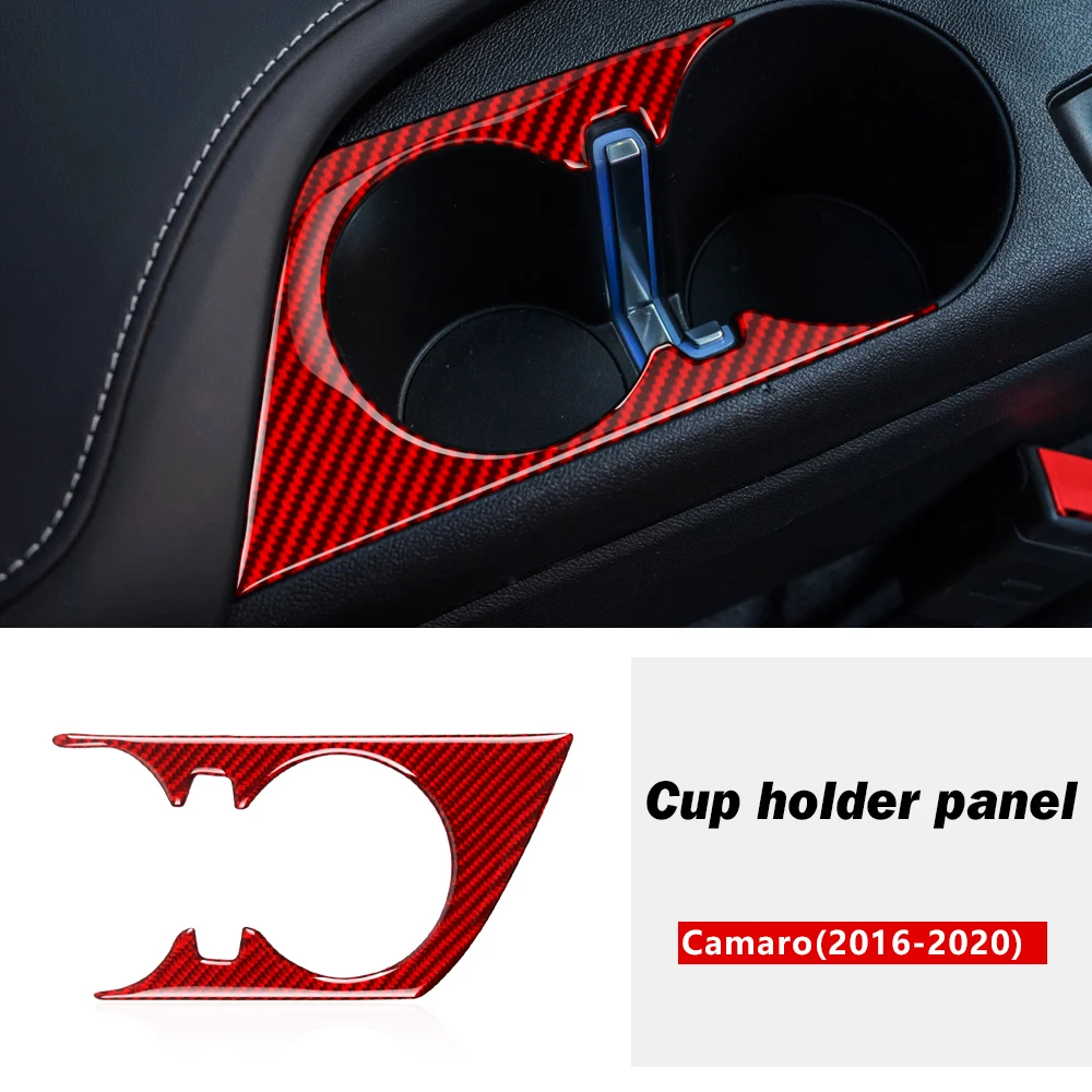 

For Chevrolet Camaro 2016-2020 Carbon Fiber Cup Holder Panel Frame Cover Sticker Trim