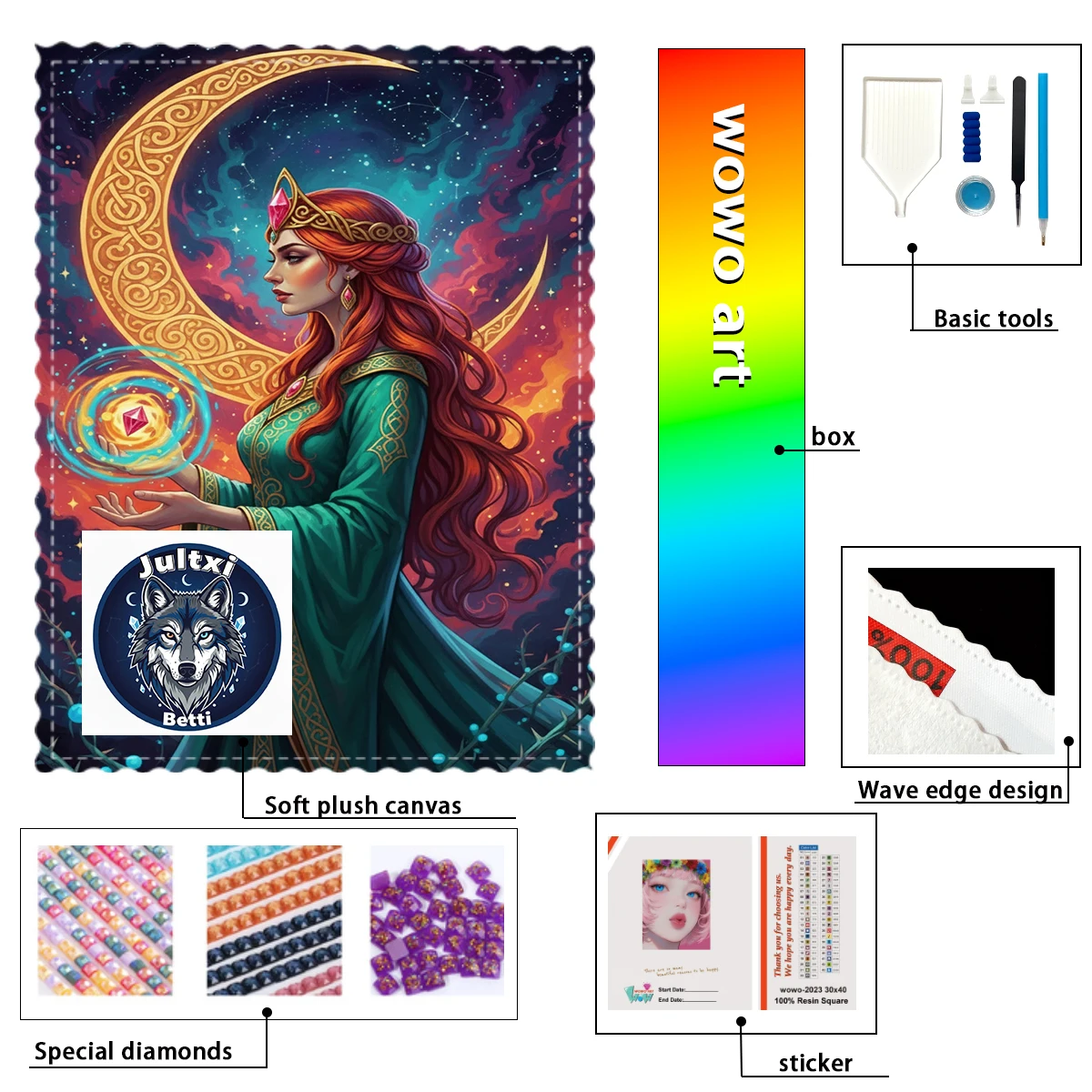 

【Betti_ Diamond Art】La diosa de la luna 100% бриллианты из смолы, флокированная ткань премиум-класса, хрустальные бриллианты, бриллианты AB,