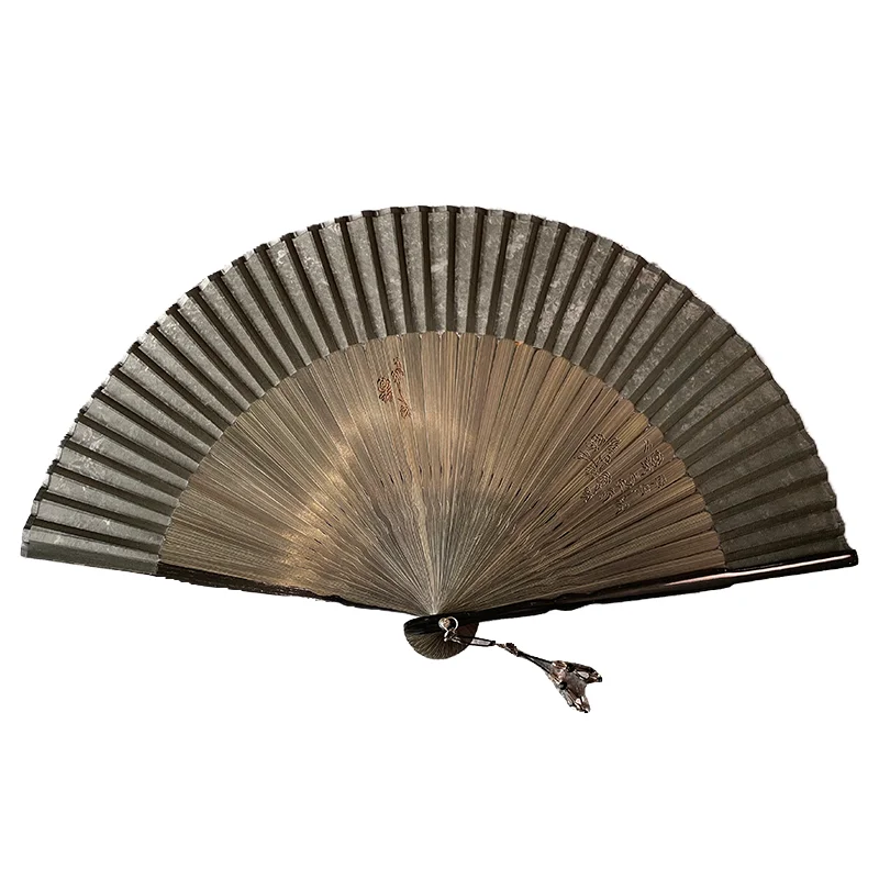 Elegant Retro Folding Fan Exquisite Carved Solid Color Hand Fan Translucent Hanfu Cheongsam Decorative Ventilador Dance Abanico