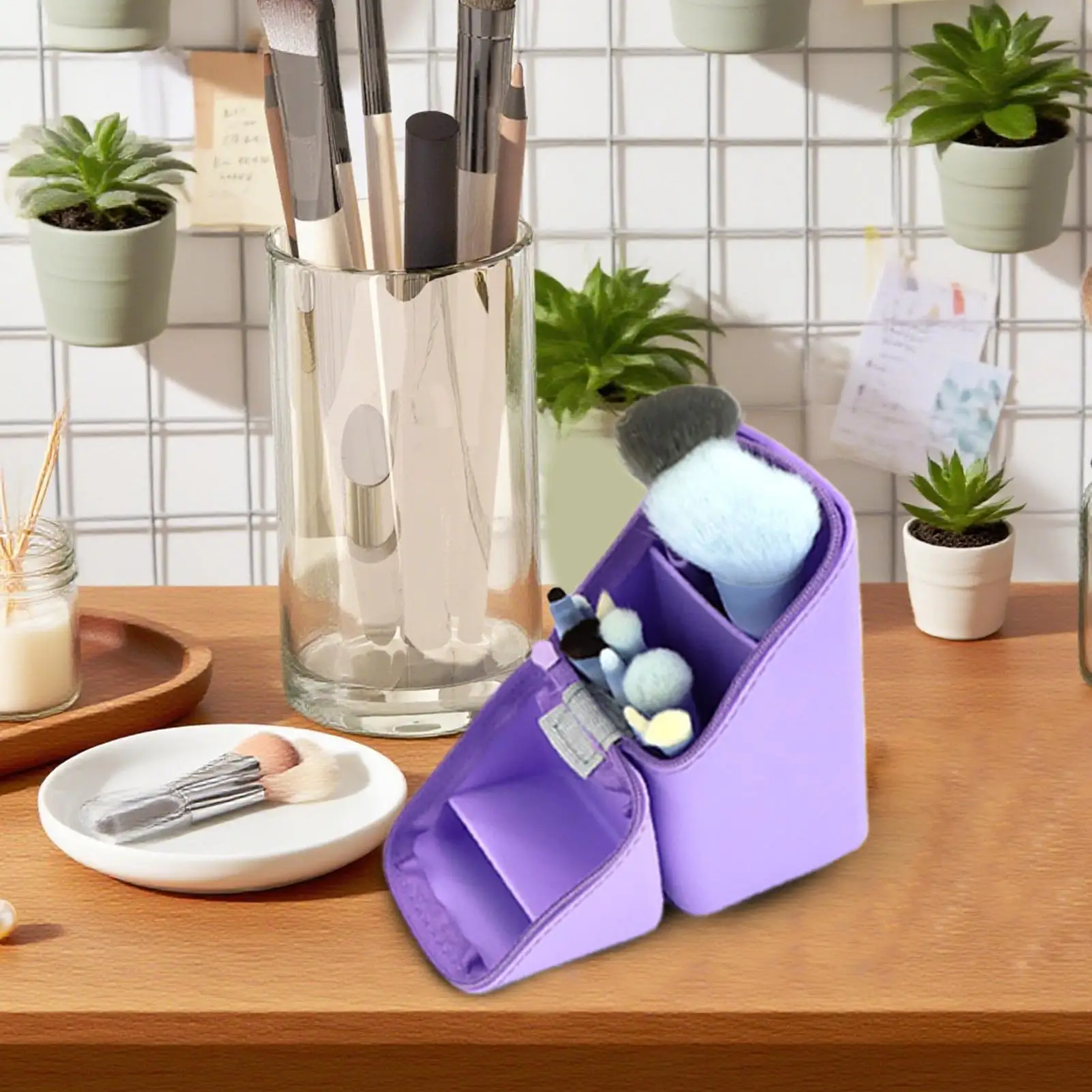 Pencil Holder For Desk Desktop Pen Holder Large Capacity Desk Cosmetic Brushes Bag For Travel Stationery Kids Backpack Student