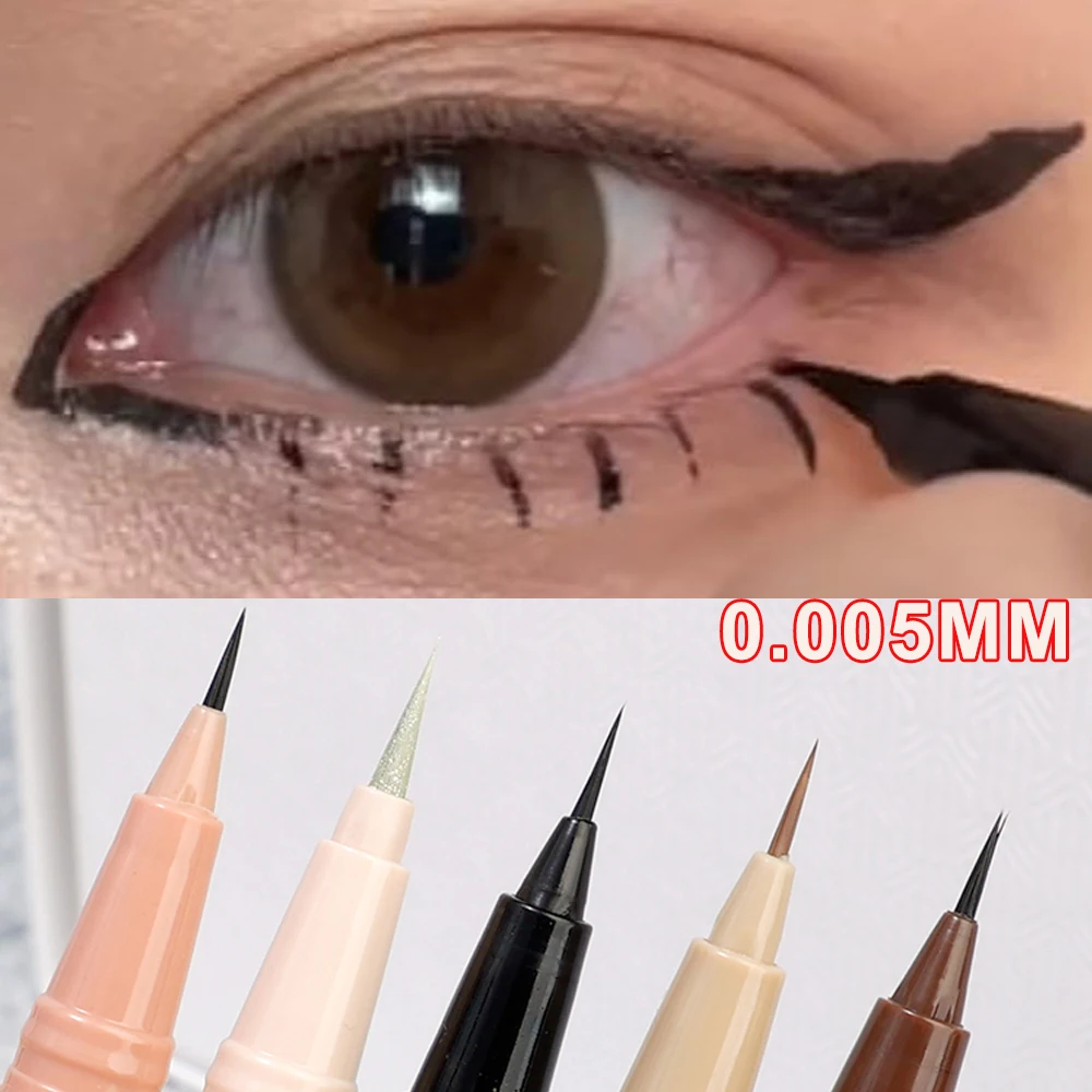 0.005mmLiquid Eyeliner Pen Diamond Glitter Matte Highlighter Waterproof Pearl Champagne Brighten Silkworm Shadow Eyeliner Pencil