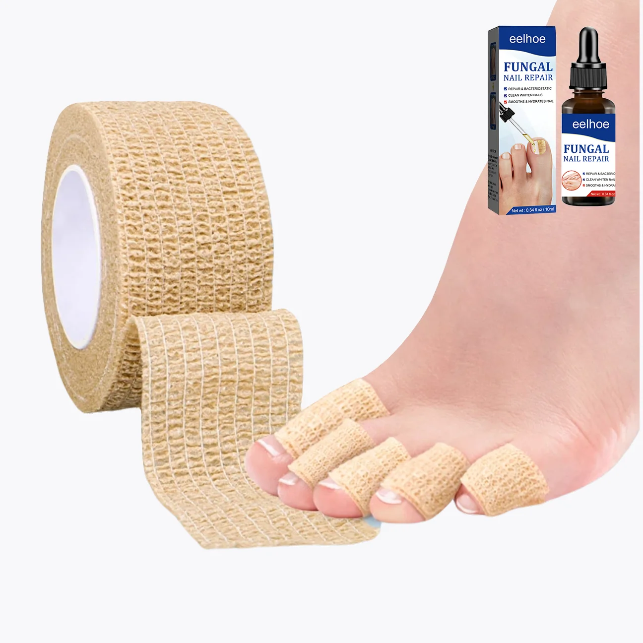 

Fungal nail polish, nail coating, toe protection, foot and finger protection, self-adhesive bandage, toe and finger protection