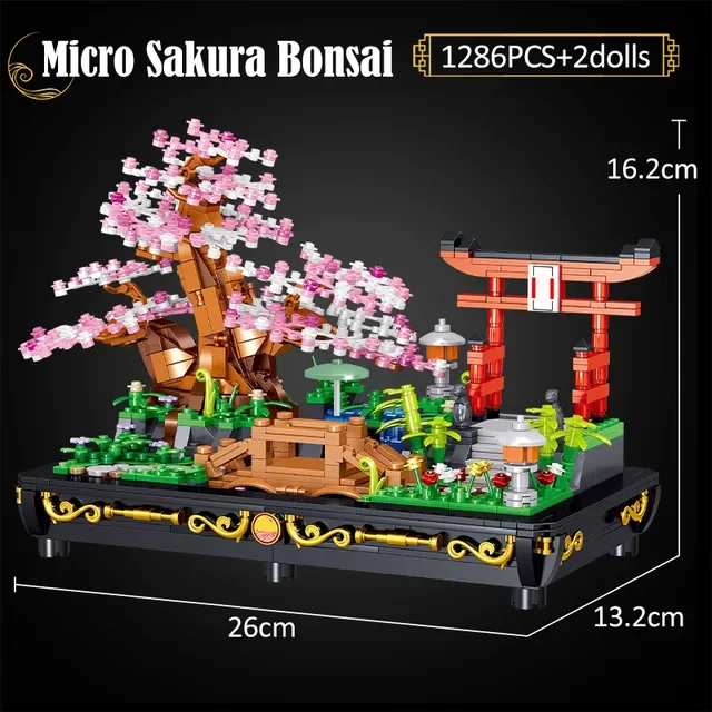MOC Vetplant Bloem Bonsai Bouwstenen Set Bloesem Sakura Tafelornament Decor Bloem Idee Speelgoed Verjaardag Vakantiecadeaus