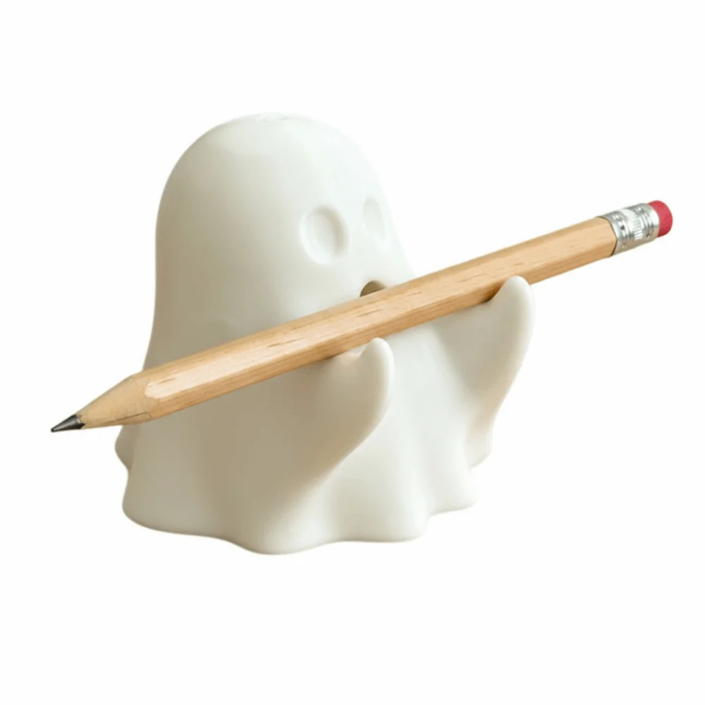 3D Printed Ghost Pen Holder Funny Cute Halloween Pen Rack Multi-functional Decorative Ghost Phone Stand Stationery Display