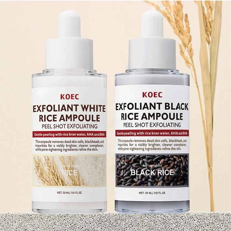 Natural Pure Rice Moisturizing Exfoliation Essence Shot Glow Ampoule Soft Revitalizing Face Body Blackheads Remover
