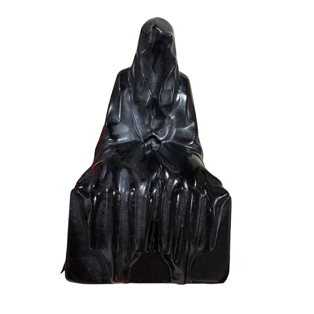 Custom 10cm Obsidian Grim Reaper on Throne Figurine - Hand-Carved Crystal Statue for Home Decor, Reiki Healing Stone & Unique