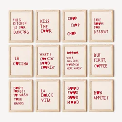 Minimalist Heart Red Quote Poster Prints Aesthetic Kitchen Cute Cooking Wall Art Picture Nordic Canvas Painting Restaurant Decor
