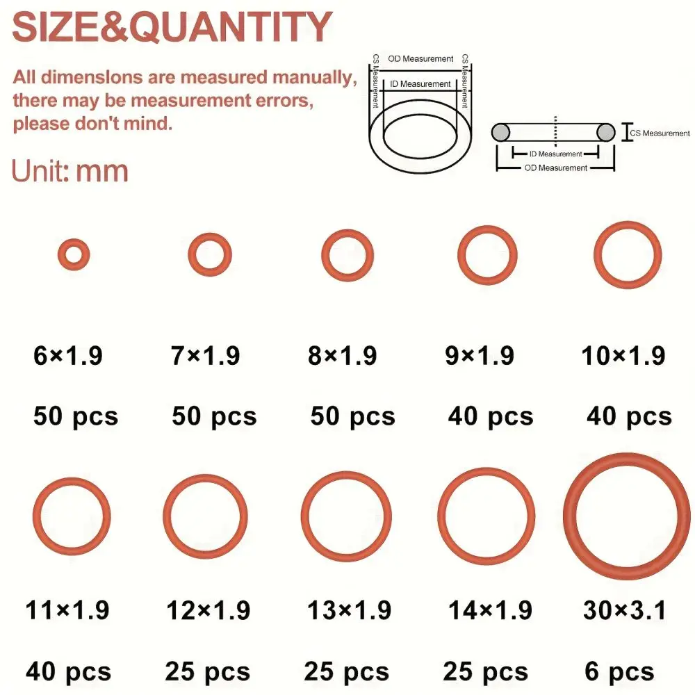 Silicone Sealing O Rings Rubber Gasket Set Heat Resistant Oil Proof For Automotive Plumbing Hydraulic Pneumatic Repair Equipment