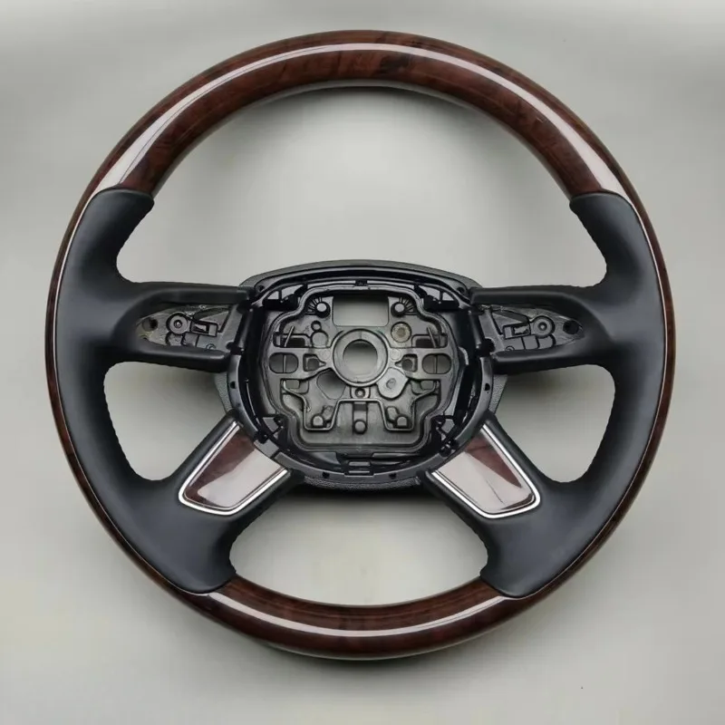 For  Audi A6/A6L/Q7/A8 OLIVER Upgrade Solid Peach Wood Steering Wheel Factory-Style Modification