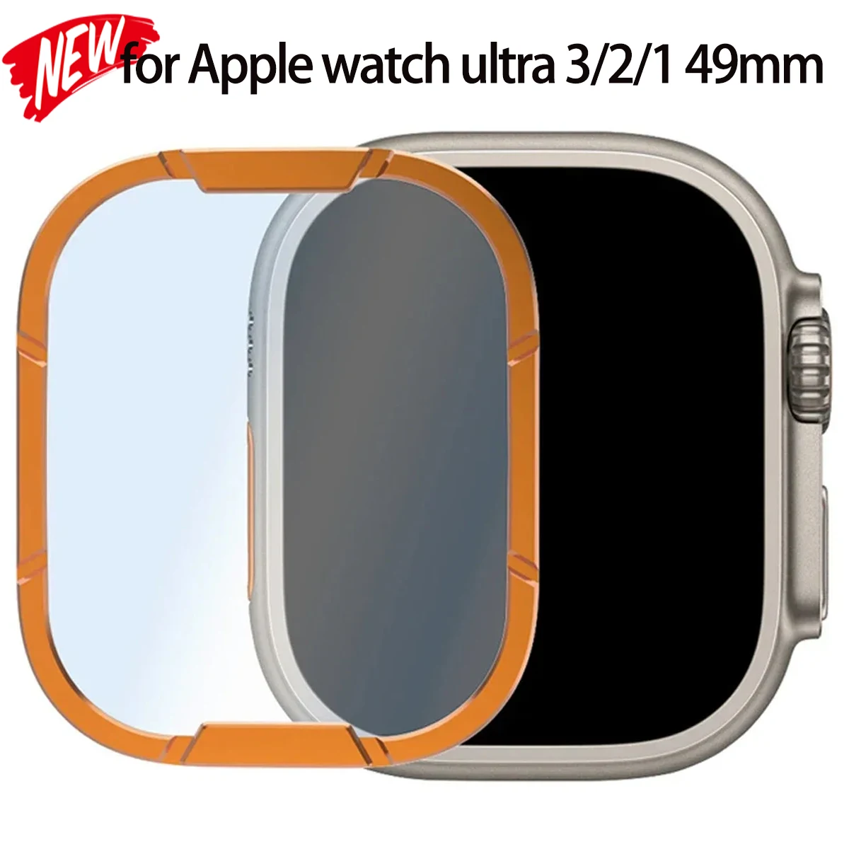 Displayschutzfolie aus gehärtetem Glas für Apple Watch Ultra 3/2/1, Metallrahmen für iWatch Ultra 49 mm, kratzfeste HD-Schutzfolie