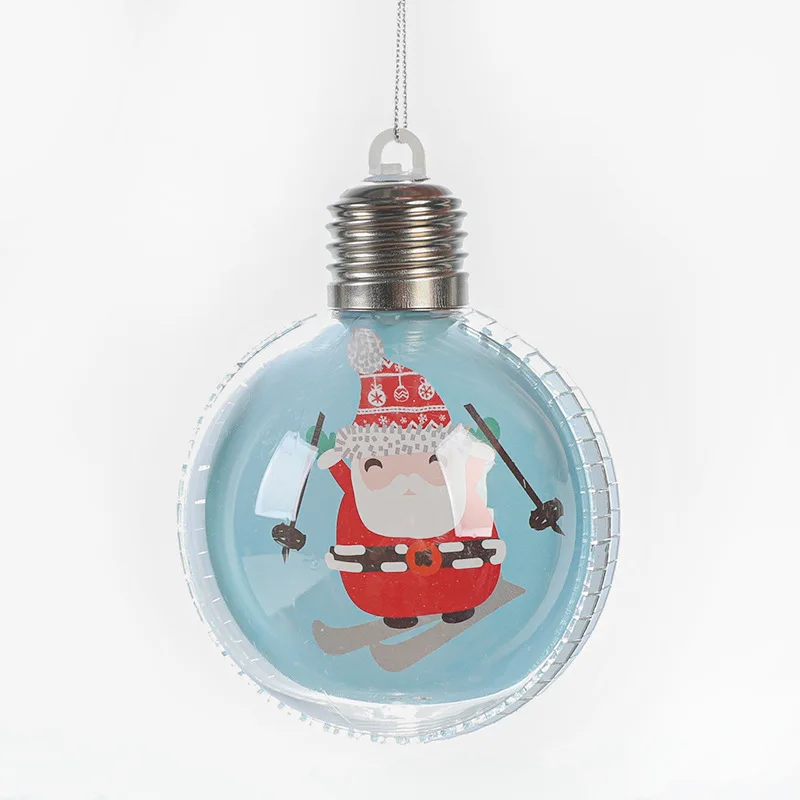 8CM Christmas Ball Santa Claus Pendant with Light Transparent Hanging Ball Christmas Tree Pendant for Christmas Decoration Ball - Image 6