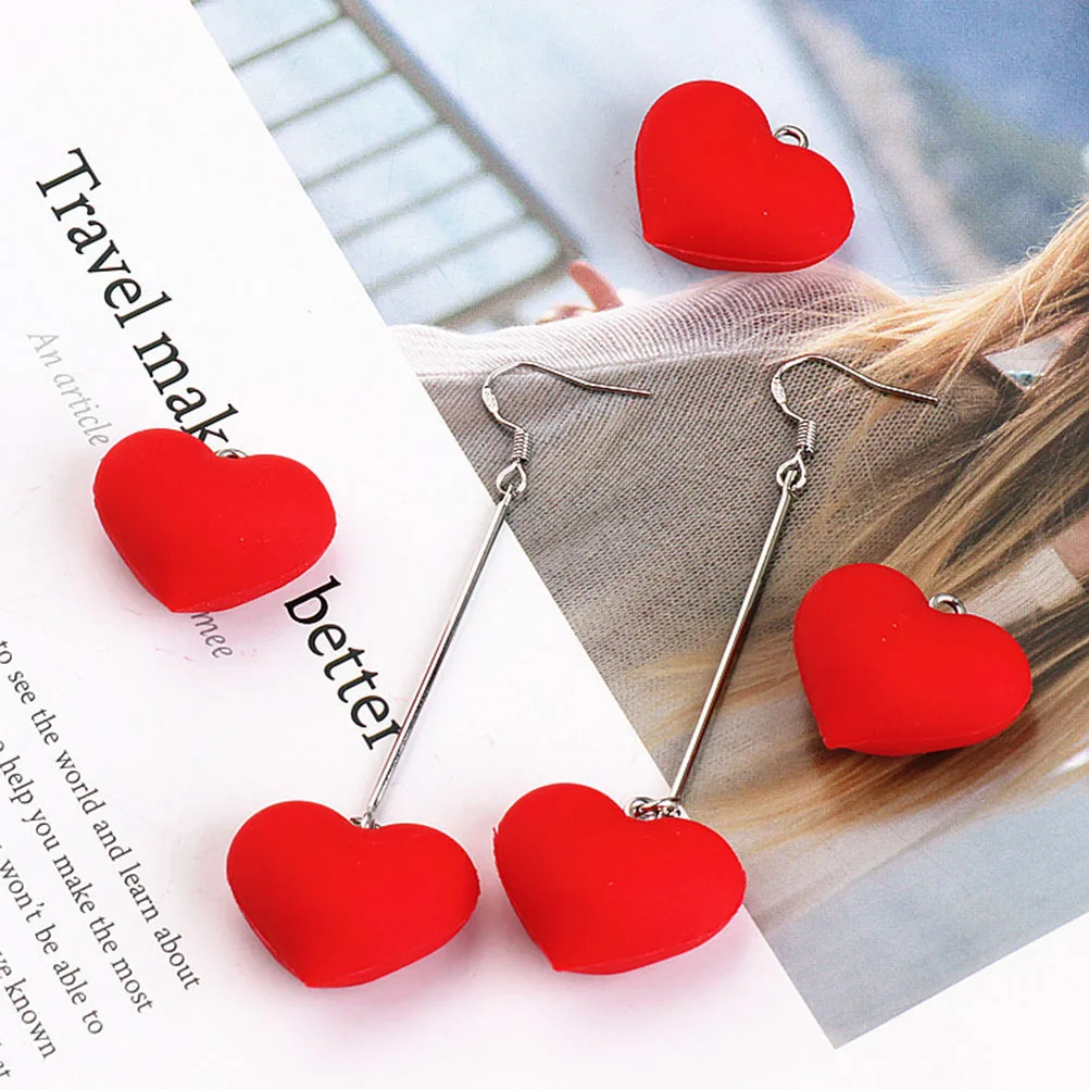 

20 шт., красные резиновые подвески в форме сердца, прочные принадлежности для изготовления ювелирных изделий, ожерелье, серьги, браслет, аксессуары, подарок