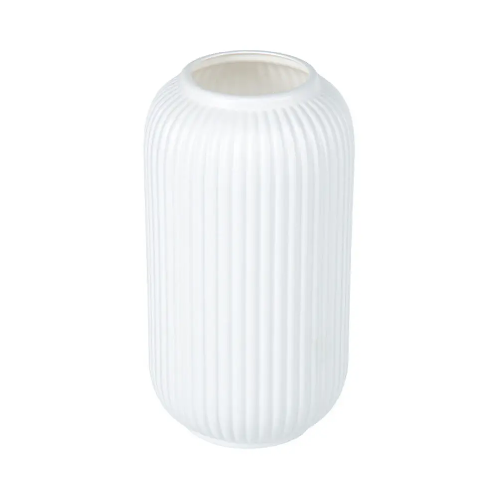 Modern Decorative Plastic Vase Vertical Texture Minimalist Style Flower Holder Home Living Room Office Desktop Decor