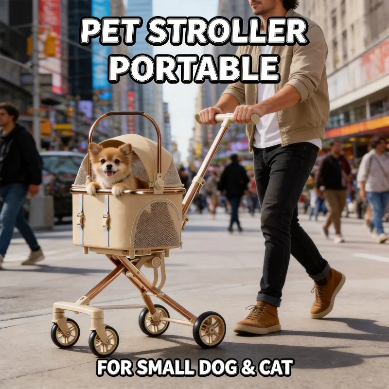 Pet Stroller Portable Separable Lightweight One Click Foldable Cat Dog Universal Travel Outdoor 2026 New Pet Stroller