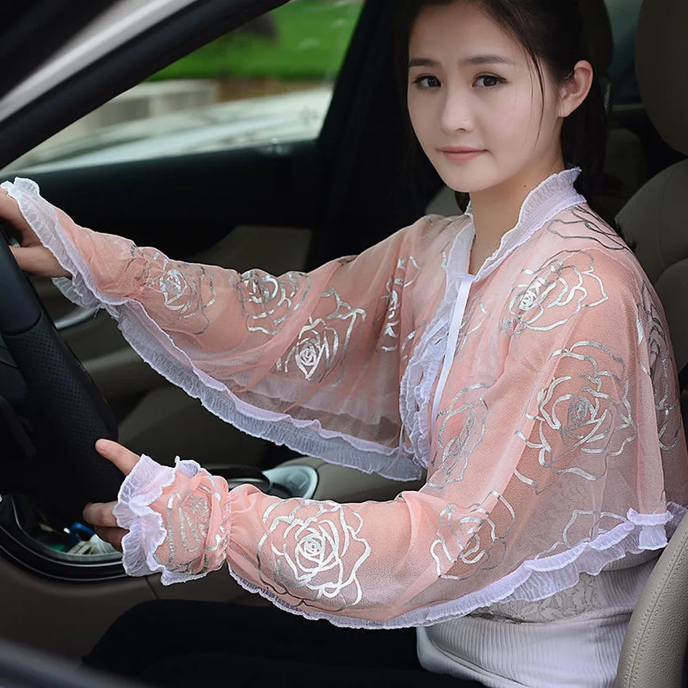 Summer Women's Long sleeved Sunscreen Chiffon Shawl Cycling and Driving Beach Scarf UV Resistant Casual Print Cardigan Poncho