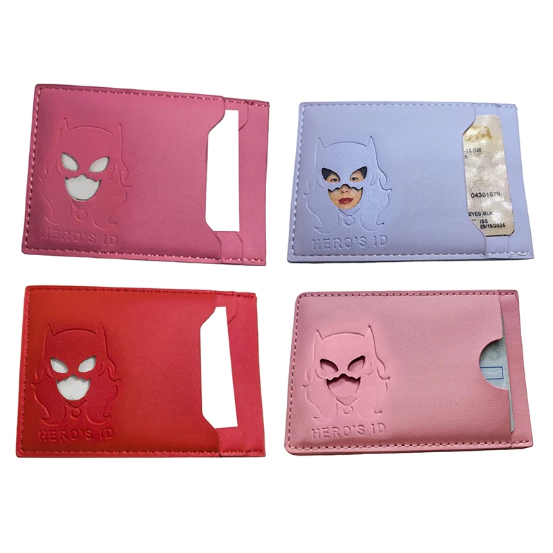 

Leather Style Character ID Wallet For Hollow Out Character Design Multiple Card Slots Storage Card Holder Clip Gift