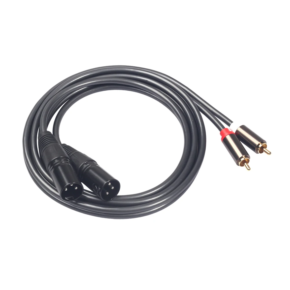 1.5m/4.9ft Dual XLR przejście ze złącza męskiego na podwójne RCA męski powłoka ze stopu aluminium ze stopu cynku Canon głowy mikrofon Audio Adapter