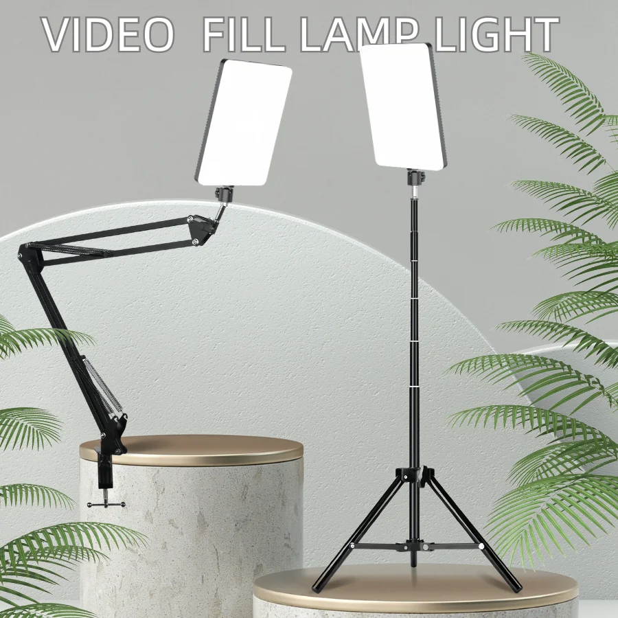 

LED Photography Light Selfie Lights Conference Lighting Photo Studio Lamp With Scissor Arm Stand For Zoom YouTube Live Streaming