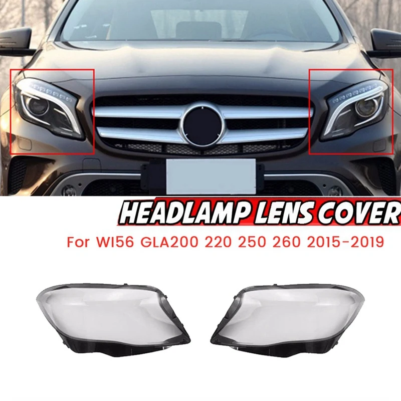 Untuk Mercedes Benz W156 GLA Kelas 2015-2019 penutup lensa lampu depan kanan kiri lampu kap penutup lampu